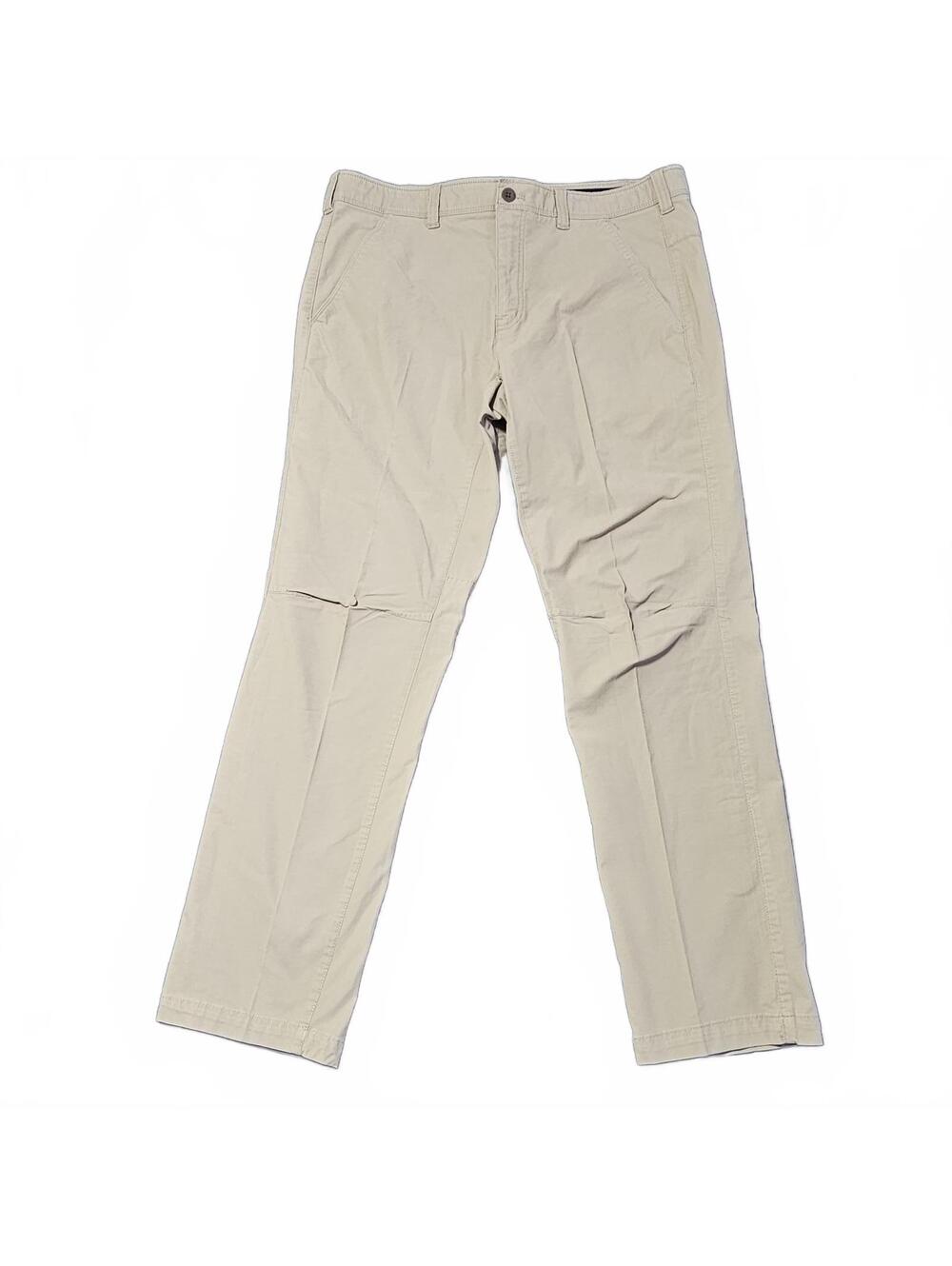 Eddie Bauer Men's 38 x 32 Khaki Off White Straight Leg Pants Trousers Zip Pocket